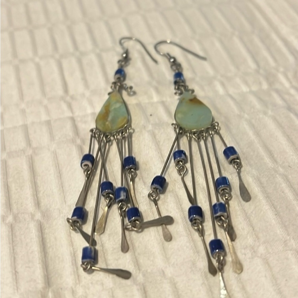 Elegant Silver and Blue Dangle Earrings